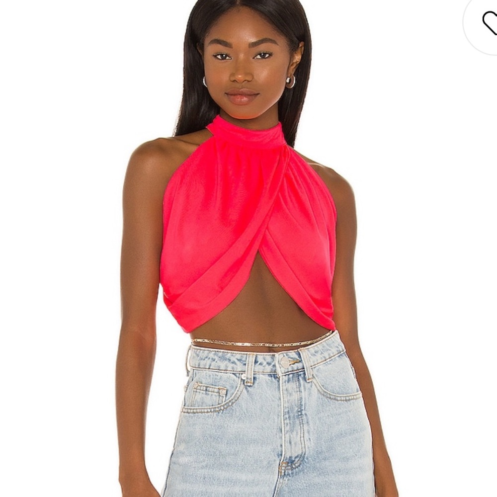 Emma Wrap Crop Top in Coral